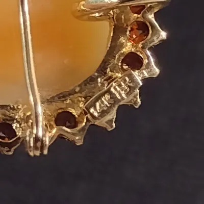 14 Karat Yellow Gold and Gemstone Cameo Pendant/Brooch- Approx 3.5 Grams Total Weight (#21)