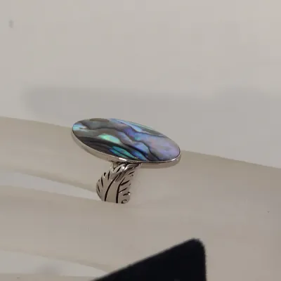 Abalone Ring and Earrings- Sterling Silver Ring Size 5 3/4- Earrings Marked 'Mexico' (#7)