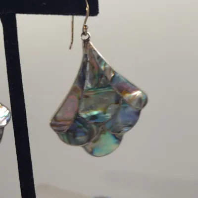 Abalone Ring and Earrings- Sterling Silver Ring Size 5 3/4- Earrings Marked 'Mexico' (#7)