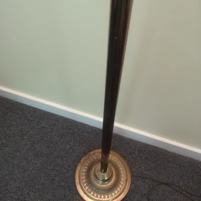 Vintage Floor Lamp with Ribbed Swirl Glass Shade