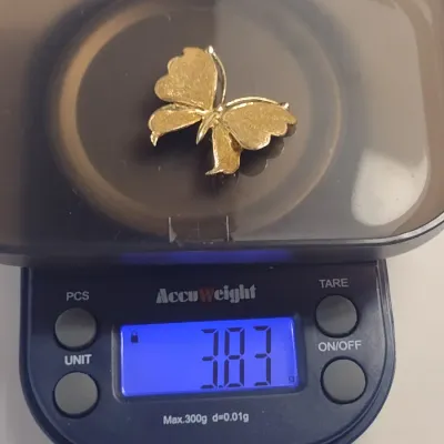 14 Karat Yellow Gold Butterfly Design Brooch- Approx 3.8 Grams Total Weight (#20)