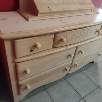 Knotty Pine Three Over Four Dresser with Matching Oval Mirror