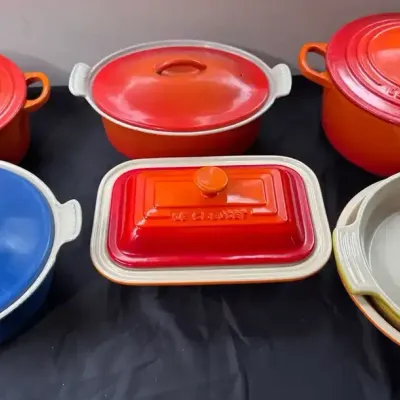 Le Creuset 7-Piece Cookware Lot, Dutch Ovens, Bakers and Lids
