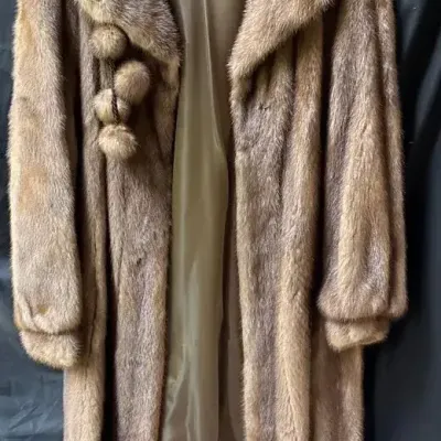 Saga Mink Sixth Sense Full-Length Taupe Light Brown Mink Coat