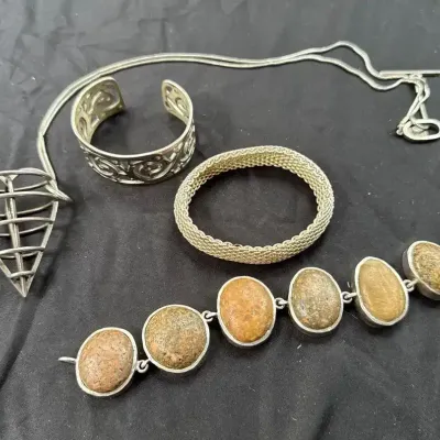 Sterling Silver Jewelry Lot, Marked Pieces, .14 kg Total