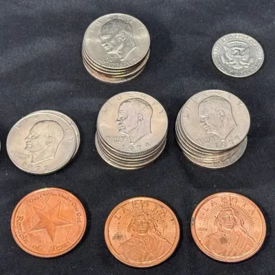 29 Eisenhower Liberty Dollar Coins, Half Dollar and 3 Copper Coins