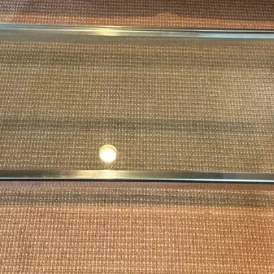 Modern Rectangular Glass-Top Coffee Table with Silver Metal Frame