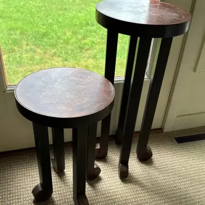 Pair of Run Run Studio Round Accent Tables, Tall & Short
