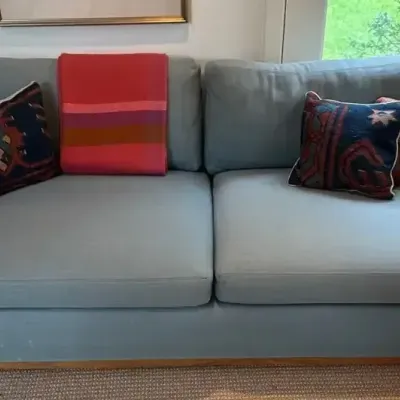 Light Blue Modern Upholstered Loveseat Sofa with Square Arms