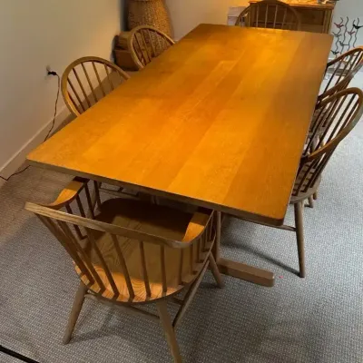 Vintage Nichols & Stone Gardner MA Solid Wood Dining Set – Table & 6 Windsor Chairs