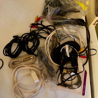 Sale Photo Thumbnail #443: Lot includes many miscellaneous cords and connectors.