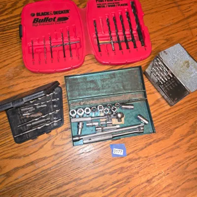 Sale Photo Thumbnail #73: Mixture of various drill bits, and sockets. 
These are not complete sets.
