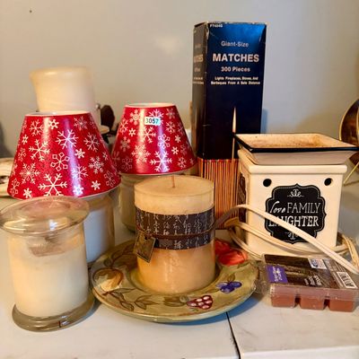 Sale Photo Thumbnail #407: Lot of miscellaneous candles and accessories.