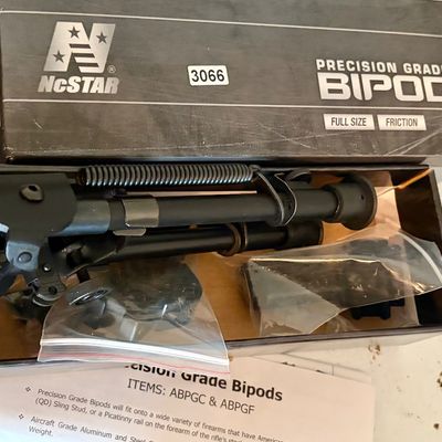 Sale Photo Thumbnail #390: This is a full size, friction, precision grade bipod by NcStar. New in original box.