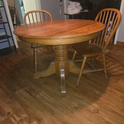 Sale Photo Thumbnail #42: Comes with four matching chairs. Some minor scuffs from use can be seen on the tabletop.