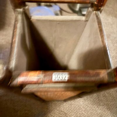 Sale Photo Thumbnail #452: Cane bin/holder, wooden and wicker.