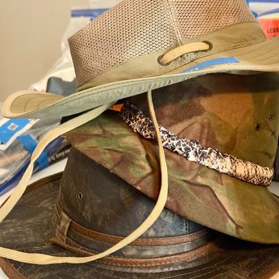 Sale Photo Thumbnail #398: Lot includes the above pictured hats in used condition.