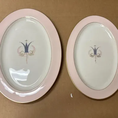 Set Of 2 Royal Splendor Serving Platters - Pink And Blue 
