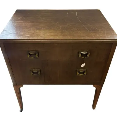 Vintage Mid-Century Electric Garment Press Cabinet with 2 Drawers & Flip-Top Storage