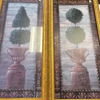 Gold Colored Frame Large Paintings Of Potted Trees