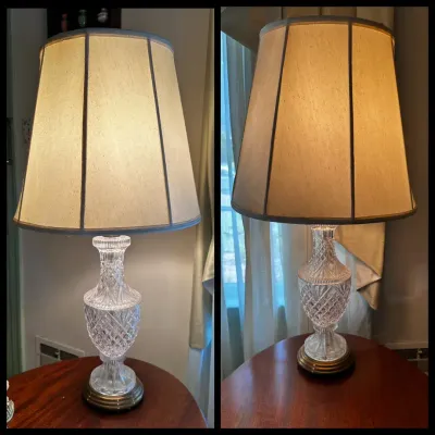Pair Of Crystal And Brass Table Lamps