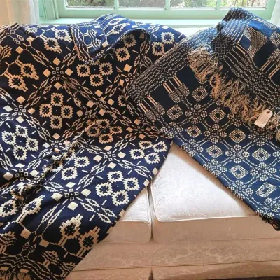 2 Antique Handmade Wool Coverlets 