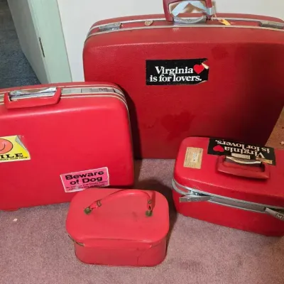 Vintage Samsonite & Royal Traveller Red Suitcases 