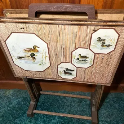 Set Of Vintage TV Trays With  Stand 