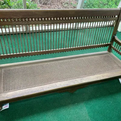 60” Wooden Porch Swing With Cane Seat 