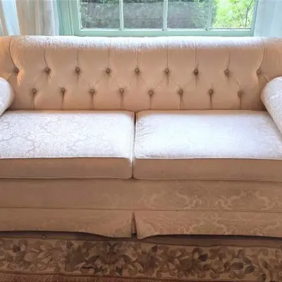 Vintage Jacquard Classical Sofa Ivory Fabric 