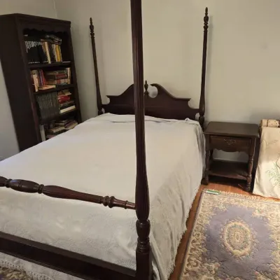 Vintage 4 Post Full Bed & Night Stand 