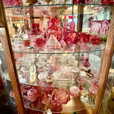 Cranberry ruby and pink  glass 
