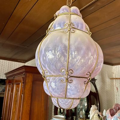 Sale Photo Thumbnail #267: Pendant vintage pink caged lamp