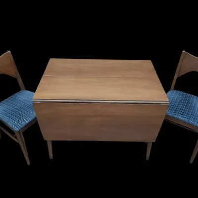 MI002 - Mid Century Modern Style Drop Leaf Table With 2 Chairs 