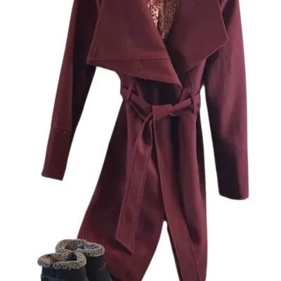 TJ129 Women's GUESS Tie Coat & EZ SPIRIT Boots