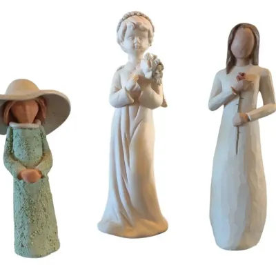 TJ113 Willow Tree "Love", Ceramic Angel, & Terracotta Angel Figurines 