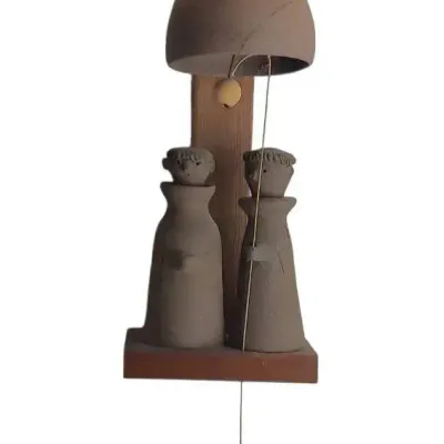 TJ120 VTG Pottery Wall Mounted Monk Bell Chime 