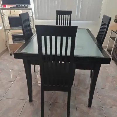 005 calligaris black dining room table 4 chairs