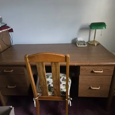 Oak study desk with chair