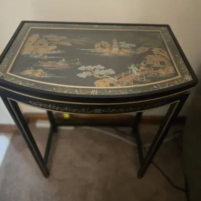 Vintage chinoiserie nesting side table black gold