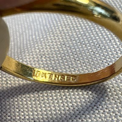 Sale Photo Thumbnail #191: Ring is size 7 and marked 18KT HGE. 15” chain marked 12K G.F.  No markings on 24” herringbone necklace. See pictures