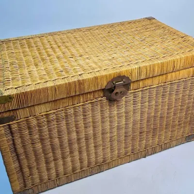 Wicker Storage Chest Rattan Basket Trunk