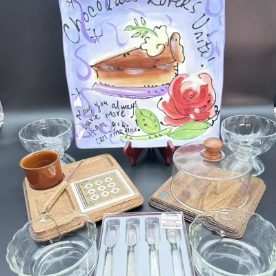 Georges Briard Mid Century Cheese Board Julia Junkin Chocolate Platter EME Italy Knife Set