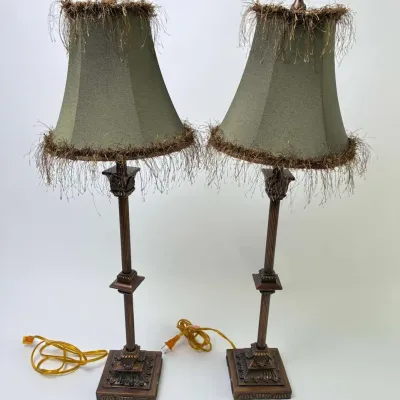 Pair Bronze Table Lamps