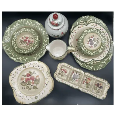 Italian Dinnerware Set w/ Serving Platters, Pitcher & Canister