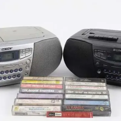 Sony Boombox CFD-S22 CFS-204 Panasonic Cassette Recorder Player 13 Tape Lot Case