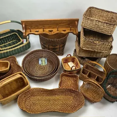 Woven Wicker Baskets Storage Bin Lot