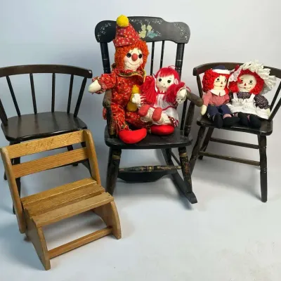 Doll Furniture Cloth Dolls Lot