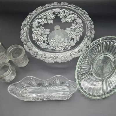 Clear Glass Dinnerware Serveware Lot