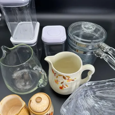 Pyrex Glass Double Boiler Hall Pottery Pitcher OXO POP Containers Kitchen Lot